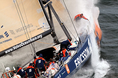 Ericsson 4, skippered by Torben Grael (BRA) at the start of leg 9 from Marstrand to Stockholm. Photo copyright Dave Kneale / Volvo Ocean Race.