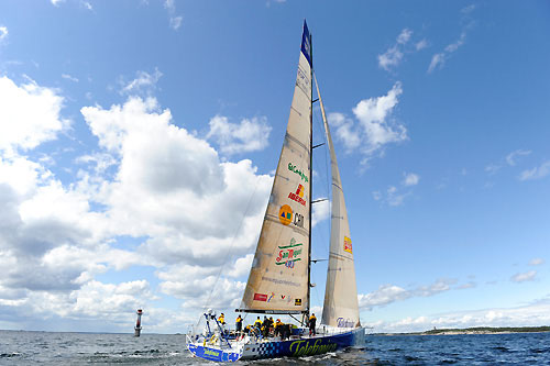 Telefonica Blue finishes leg 9 in Sandhamn in seventh place, after having hit a rock at the start of the leg in Marstrand and suspending racing to undertake repairs. Photo copyright Rick Tomlinson / Volvo Ocean Race.