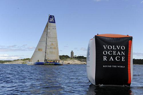 Telefonica Blue finishes leg 9 in Sandhamn in seventh place, after having hit a rock at the start of the leg in Marstrand and suspending racing to undertake repairs. Photo copyright Rick Tomlinson / Volvo Ocean Race.