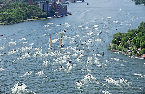 The City Sprint from Sandhamn, the finish line of leg 9, to the city of Stockholm. Photo copyright Rick Tomlinson / Volvo Ocean Race.