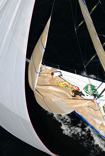 Telefonica Blue, skippered by Bouwe Bekking (NED) finish first in the Stockholm in-port race. Photo copyright Rick Tomlinson / Volvo Ocean Race.