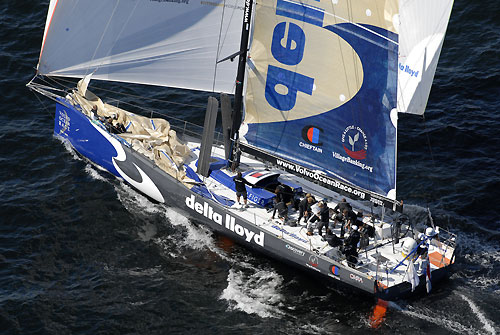 Delta Lloyd, skippered by Roberto Bermudez (ESP) during the Stockholm in-port race. Photo copyright Rick Tomlinson / Volvo Ocean Race.