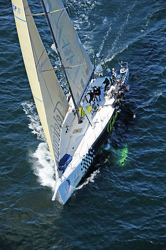 Telefonica Black, skippered by Fernando Echavarri (ESP) finish third in the Stockholm in-port race. Photo copyright Rick Tomlinson / Volvo Ocean Race.