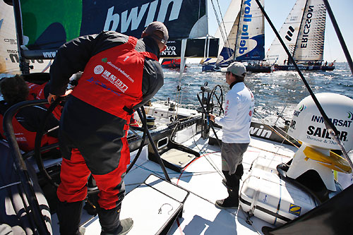 The crew of Green Dragon check on the positions of the fleet, on leg 10 from Stockholm to St Petersburg. Photo copyright Guo Chuan / Green Dragon Racing / Volvo Ocean Race.
