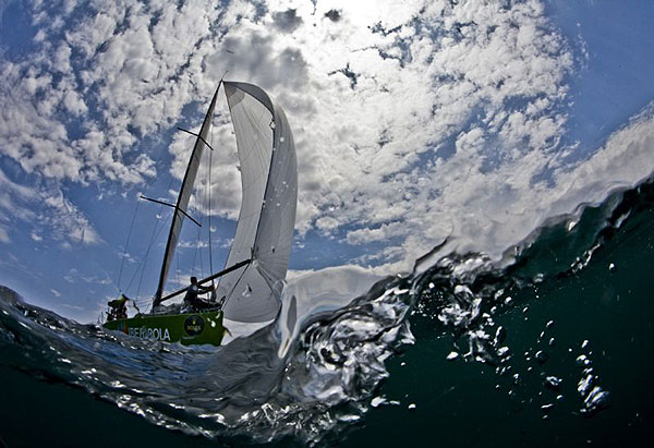 Laureano Wizner's Desafio, leading the GP42 fleet in the first race for the Giraglia Rolex Cup 2008 in St Tropez.