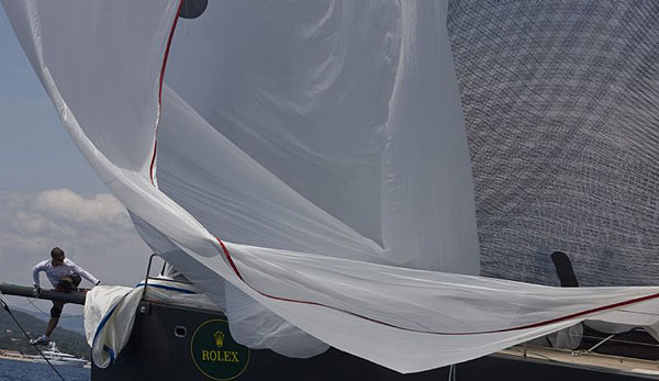 Dropping Spinnaker onboard Claus-Peter Offen's Y3K during the second day of the Giraglia Rolex Cup 2008.