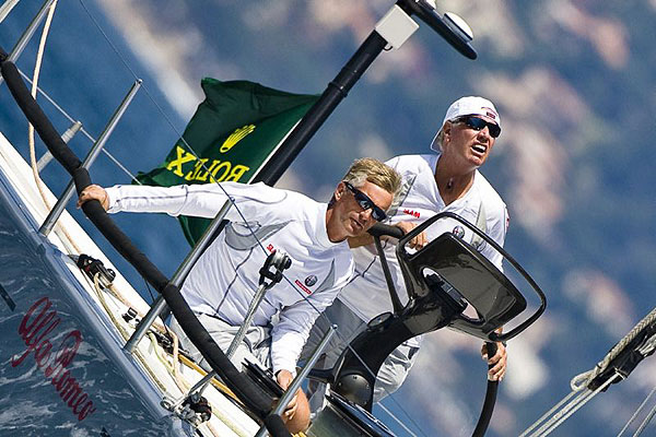 Neville Crichton at the helm and Noel Drennan onboard Alfa Romeo during the Giraglia Rolex Cup 2008.