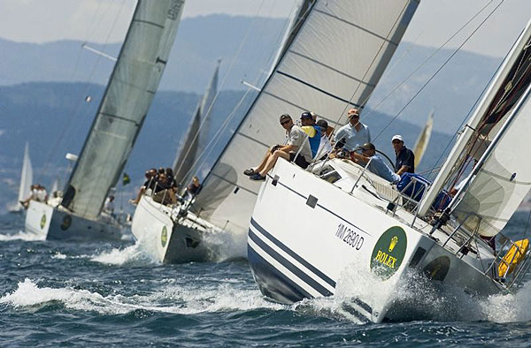 Boats leaving the Gulf of St Tropez after the start of the 56th Giraglia Race, for the Giraglia Rolex Cup 2008.