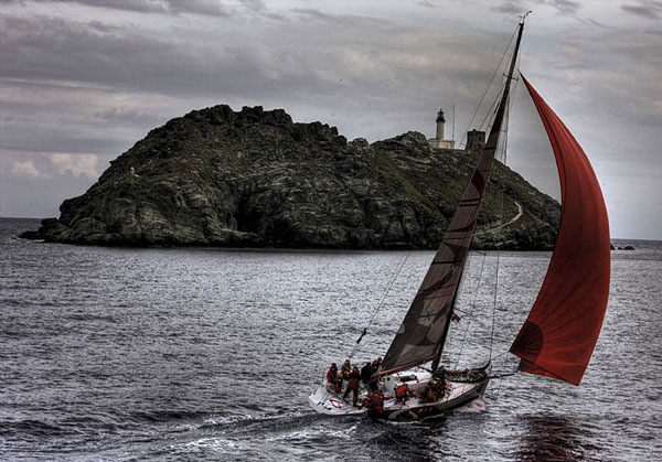 Radvojevic Vojislav's Alligator sailing past Giraglia Rock.