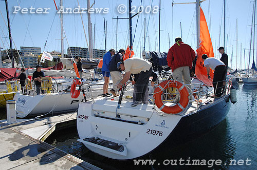 Terry Wise's Beneteau First 47.7 Kioni at the dock alongside Dean Harrigan's First 50 Playstation 3, ahead of the 2008 Sydney to Gold Coast Yacht Race.