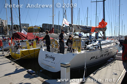 Dean Harrigan's First 50 Playstation 3 alongside Sibby MacFadyen's Hick 50 Funnel Web, ahead of the 2008 Sydney to Gold Coast Yacht Race.