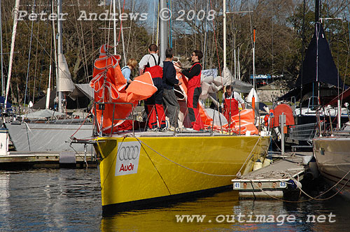 Preparations on Funnel Web, ahead of the 2008 Sydney to Gold Coast Yacht Race.