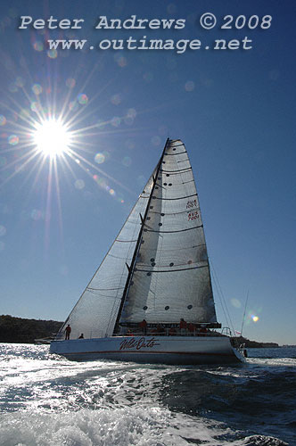 Bob Oatley's Reichel Pugh 66 Wild Oats X ahead of the start of the 2008 Sydney to Gold Coast Yacht Race.