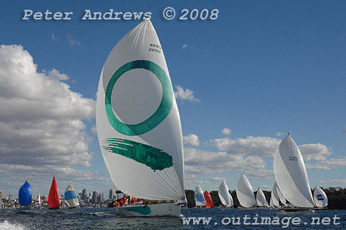 Ray Roberts' Cookson 50 Quantum Racing ahead of Geoff Boettcher's Reichel Pugh 47 Secret Mens' Business 3, after the start of the 2008 Sydney to Gold Coast Yacht Race.