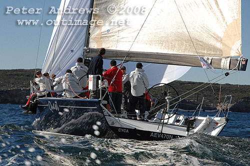 Bob Steels TP52 Quest after the start of the 2008 Sydney to Gold Coast Yach Race, will also be racing in the SOLAS Big Boat Challenge. Photo copyright Peter Andrews.