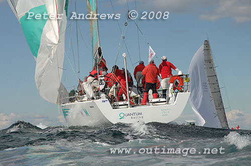 Ray Roberts' Cookson 50 Quantum Racing just outside the heads after the start of the 2008 Sydney to Gold Coast Yacht Race.