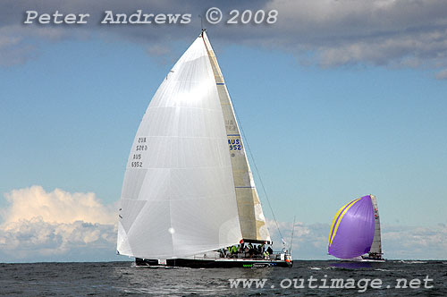 Graeme Wood's JV52 Wot Now and a non-competing boat, outside the heads after the start of the 2008 Sydney to Gold Coast Yacht Race.