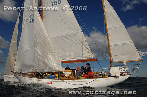 Ian Kiernan's Tasman Seabird Sanyo Maris outside the heads after the start of the 2008 Sydney to Gold Coast Yacht Race.