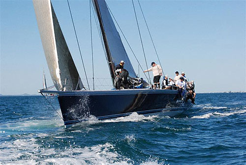 Peter Harburg's Reichel Pugh 66 Black Jack after the start of the Brisbane to Keppel Tropical Yacht Race. Photo Copyright, Suellen Hurling.