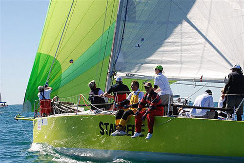 Warren Buchan and Corrine Feldmann's Inglis Stampede Colortile after the start of the Brisbane to Keppel Tropical Yacht Race. Photo Copyright, Suellen Hurling.