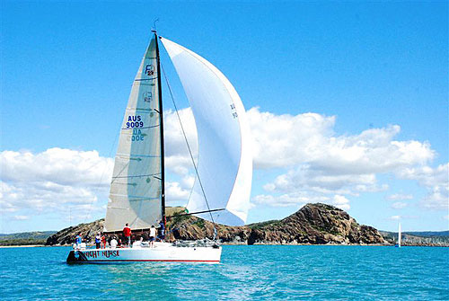 Russell McCart's Farr 40 Night Nurse finishing last years Club Marine Brisbane to Keppel Tropical Yacht Race. Photo copyright Suellen Hurling.