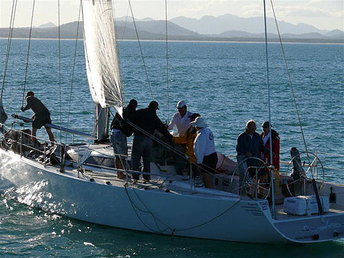 Rick Morgan's Custom MBD 40 Dream Lover, after finishing line of the Brisbane to Keppel Tropical Yacht Race. Photo copyright Tom Johns.
