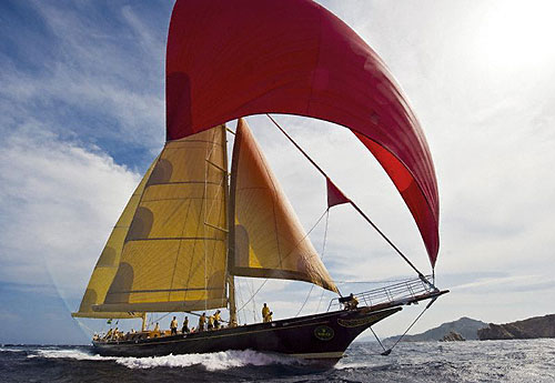 Rockport Ltd's Hetairos, 2nd overall after three races in the Cruising Division, in the Maxi Yacht Rolex Cup 2008. Copyright Rolex and Kurt Arrigo.