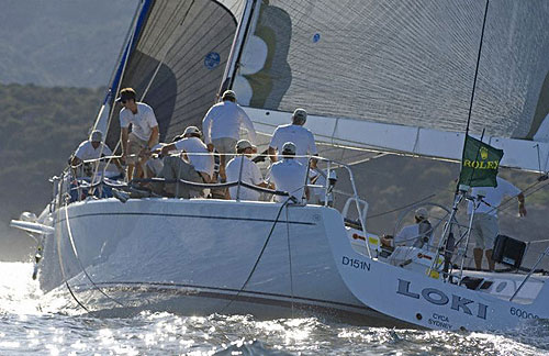 Stephen Ainsworth's Loki, in the Maxi Yacht Rolex Cup 2007. Copyrighr Rolex and Kurt Arrigo.