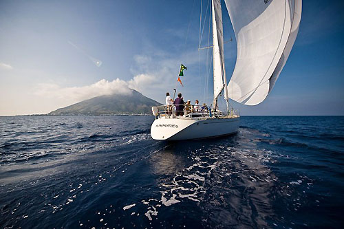 Alberto Querci's Monomotapa (ITA) making some progress towards Stromboli, during the Rolex Middle Sea Race 2008. Photo copyright ROLEX and Kurt Arrigo.