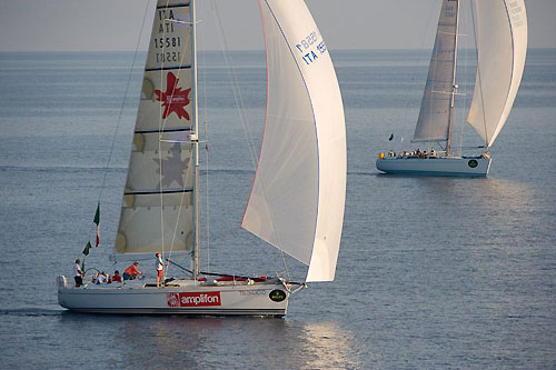 Furio Gelletti's Wanderlust Amplifon (ITA) and Karl Enzler's Lurigna (SUI) during the Rolex Middle Sea Race 2008. Photo copyright ROLEX and Kurt Arrigo.