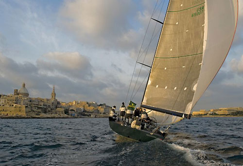 Jim Swartz's STP65 Moneypenny arriving at Marsamxett Harbour, Malta behind Line Honours winner Alegre for the Rolex Middle Sea Race 2008. Photo copyright ROLEX and Kurt Arrigo.