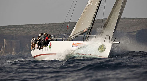 Roger Sturgeon's Rosebud / Team DYT sailing off Comino, during the Rolex Middle Sea Race 2008. Photo copyright ROLEX and Kurt Arrigo.