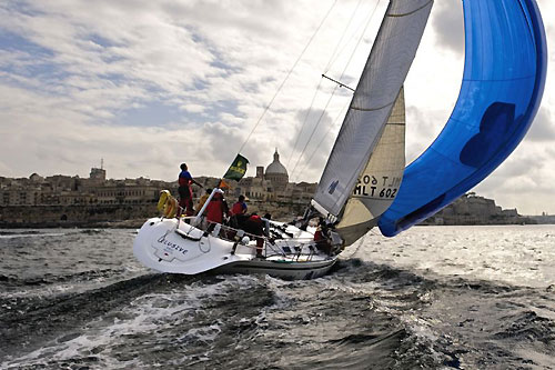 Arthur Podesta's Elusive Medbank sailing into Valletta, Malta, to complete the Rolex Middle Sea Race 2008. Photo copyright ROLEX and Kurt Arrigo.