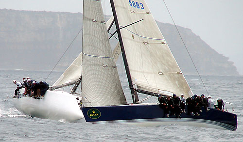 Kokomo and Transfusion duelling on water on the first day of the Rolex Trophy One Design Series. Photo copyright Sam Crichton.