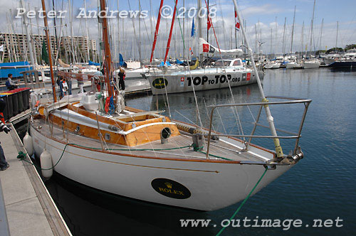 Ian Kiernan and Tiare Tomaszewskis Tasman Seabird Sanyo Maris, alongside at the Cruising Yacht Club of Australia in November, at the launch of the Rolex Sydney Hobart Yacht Race 2008. Photo copyright Peter Andrews.