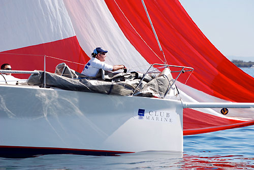 On the bow and bobbing around Morton bay onboard Valerie Nullet's Costin 30 Sanity Clause after the start of the Club Marine Brisbane to Keppel Tropical Yacht Race 2009. Photo copyright Suellen Hurling.