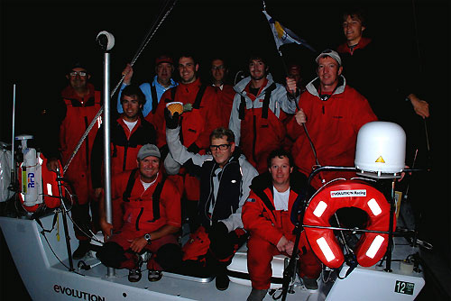 Ray Roberts and the crew of Evolution Sails after finishing the Club Marine Brisbane to Keppel Tropical Yacht Race 2009. Photo copyright Suellen Hurling.
