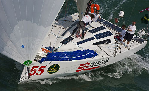 Giovanni Soldini's Class 40 Telecom Italia, during the Rolex Fastnet Race 2009. Photo copyright Rolex - Carlo Borlenghi.