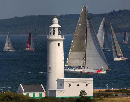 Karl Kwok's Blue Water 80 Beau Geste from Hong Kong in the Solent, during the Rolex Fastnet Race 2009. Photo copyright Rolex - Carlo Borlenghi. 