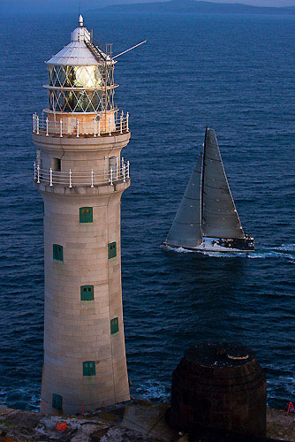 Niklas Zennström’s JV 72, RAN 2 at Fastnet Rock, during the Rolex Fastnet Race 2009. Photo copyright Rolex - Carlo Borlenghi.