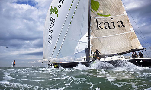 Spanish entry, the IMOCA 60 Pakea Bizkaia, at the start of the Rolex Fastnet Race 2009. Photo copyright Rolex - Kurt Arrigo.