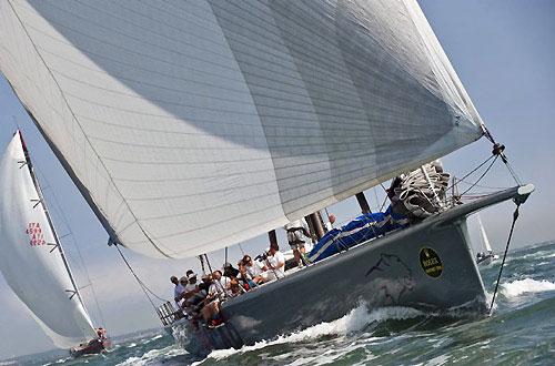 Mike Slade's ICAP Leopard ahead of Vittorio Volonte's STP 65 Luna Rossa, during the Rolex Fastnet Race 2009. Photo copyright Rolex - Kurt Arrigo.