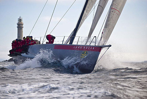 Vittorio Volonte's STP 65 Luna Rossa, passing Fastnet Rock during the Rolex Fastnet Race 2009. Photo copyright Rolex - Kurt Arrigo.