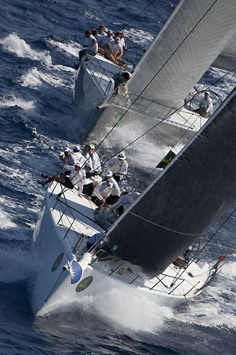 Neville Crichton's Alfa Romeo (NZL) ahead of Niklas Zennström’s JV 72 Rán (GBR), during the Maxi Yacht Rolex Cup 2009. Photo copyright Rolex - Carlo Borlenghi.