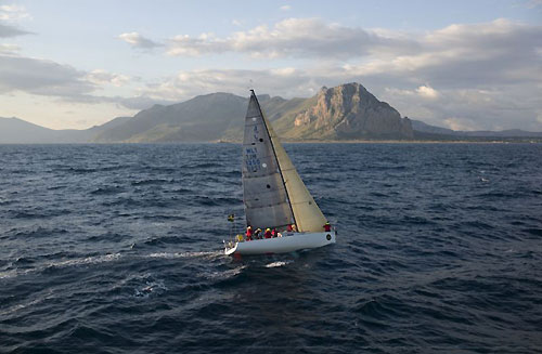 David Franks' J125, Strait Dealer, sailing off Capo San Vito, during the Rolex Middle Sea Race 2009. Photo copyright Rolex / Kurt Arrigo.