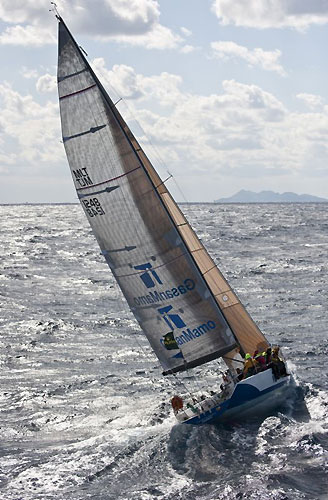 Jonas Diamantino's ILC 40, Comanche Raider II Gasan Mamo off Capo San Vito, during the Rolex Middle Sea Race 2009. Photo copyright Rolex / Kurt Arrigo.