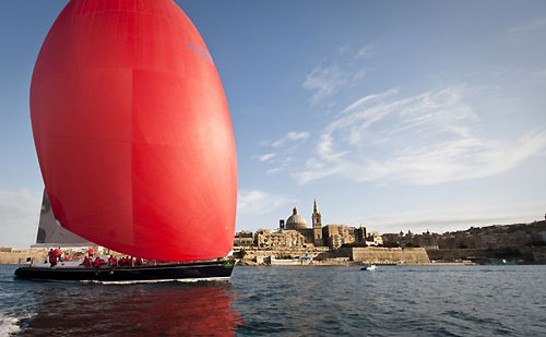 Matt Hardy's Swan82s, Nikata, arriving in Marsamxett Harbour, during the Rolex Middle Sea Race 2009. Photo copyright Rolex / Kurt Arrigo.