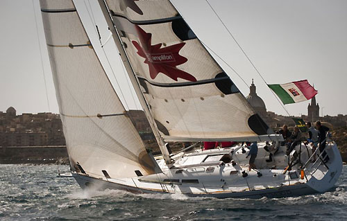 Franco Ferluga's Comet 45s, Amplifon Wanderlust, arriving at their final destination of Marsamxett Harbour, during the Rolex Middle Sea Race 2009. Photo copyright Rolex / Kurt Arrigo.