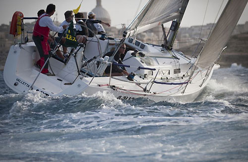 Lee Satariano and Sebastian Ripard's J 109, Artie, arriving at their final destination of Marsamxett Harbour, during the Rolex Middle Sea Race 2009. Photo copyright Rolex / Kurt Arrigo. 