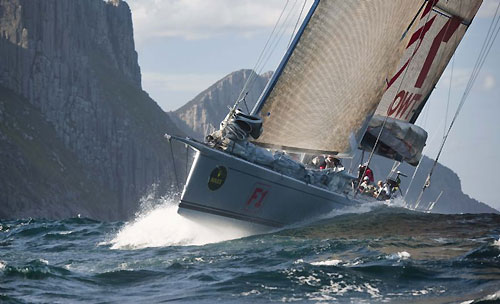 Neville Crichton's Alfa Romeo passing Tasman Island, during the Rolex Sydney Hobart Yacht Race 2009. Photo copyright Rolex, Kurt Arrigo.